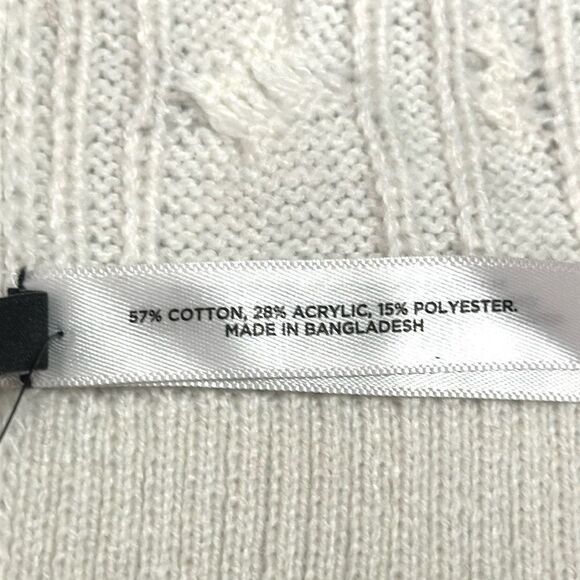 NWT Talbots White Long Scarf Cotton Blend Cable Knit 10x76” - Picture 7 of 7